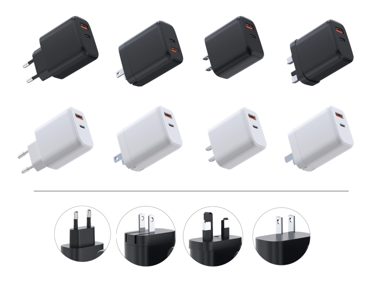 WET-67-AC 65-W-GaN-Netzteil mit EU-, UK-, US-, AU-Stecker