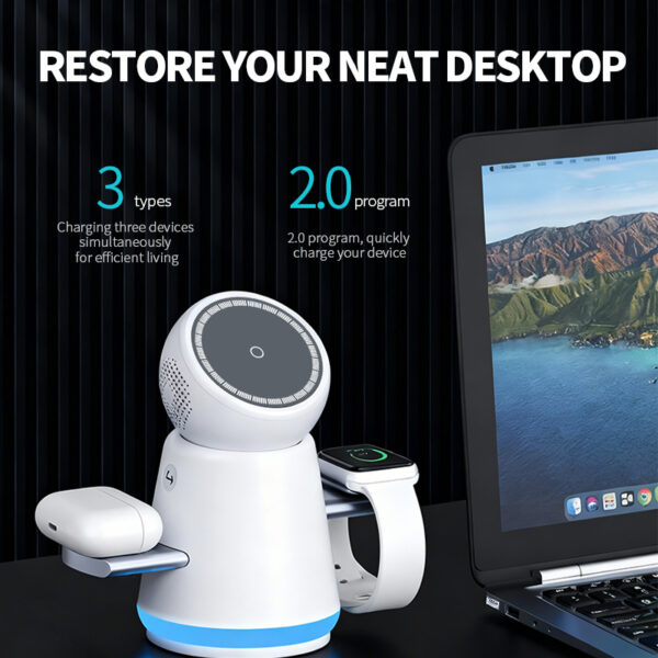 R9 3-in-1-Dreh-Wireless-Ladegerät mit Touch R9 3-in-1-Dreh-Wireless-Ladegerät mit Touch